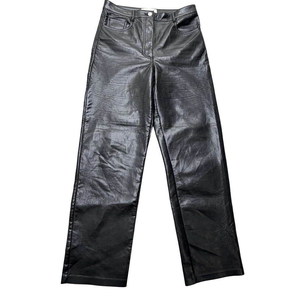 Wilfred Aritzia Melina Faux Leather Pants Womens 8 Black‎ Straight High Rise